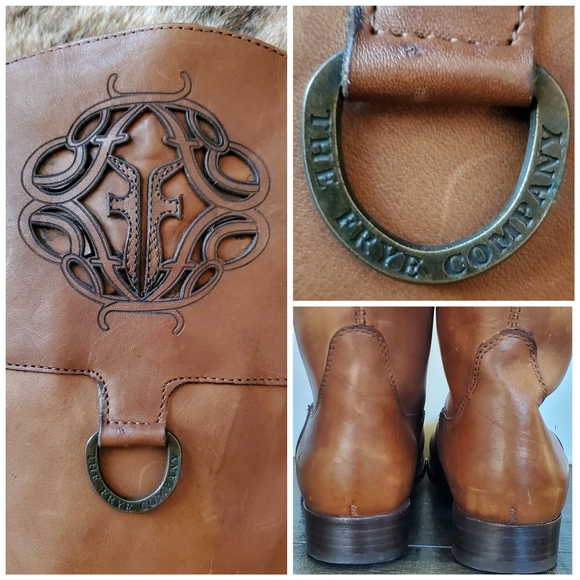 FRYE MELISSA LOGO KNEE HIGH LEATHER BOOTS 9.5B EEUC With BOX! - Picture 14 of 16